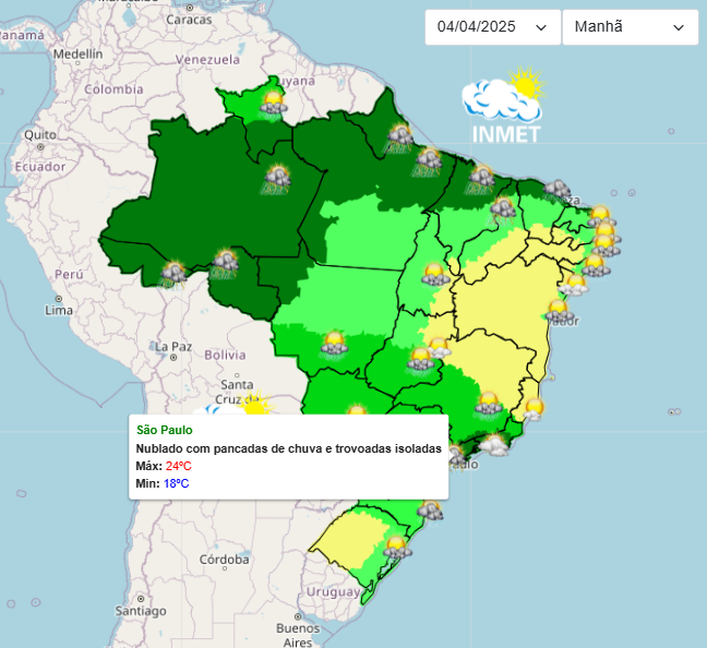 Previsão do Tempo para São Paulo para está 6°feira e final de semana