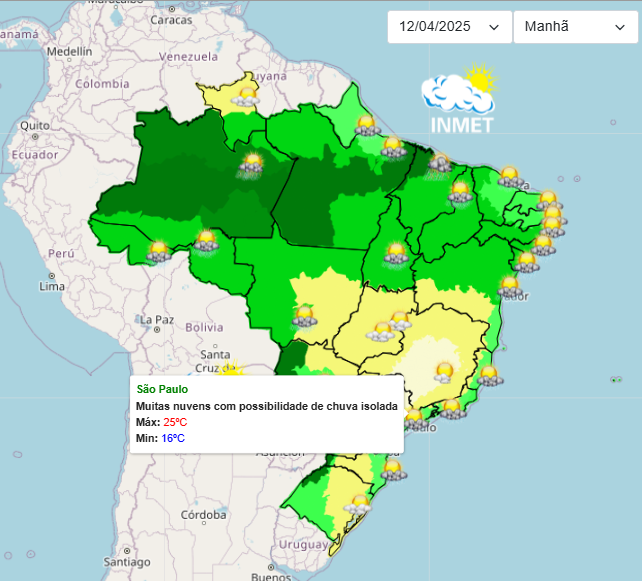Previsão do tempo o final de semana em São Paulo