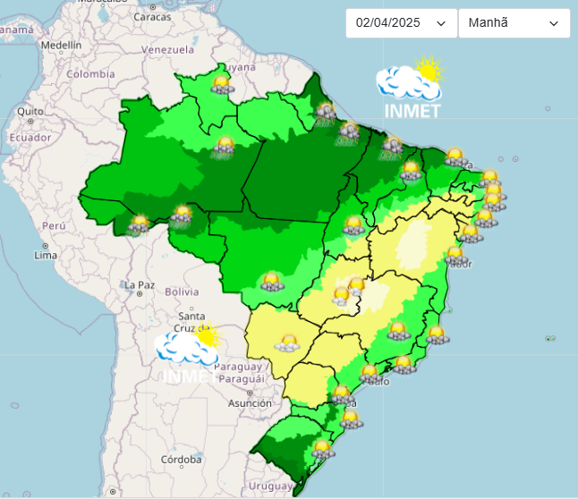 Previsão do tempo para São Paulo nesta 4°feira, 02