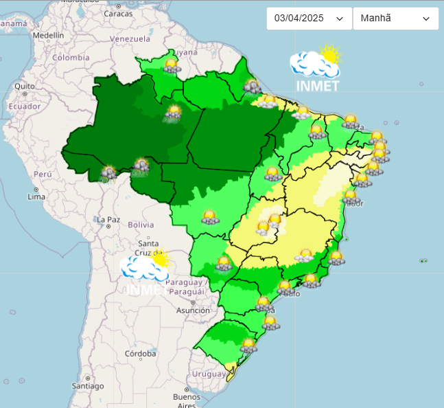 Previsão do tempo para São Paulo nesta 5°feira, 03