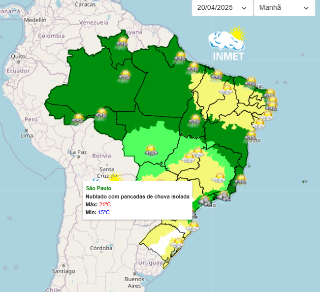 Previsão do tempo para São Paulo neste domingo