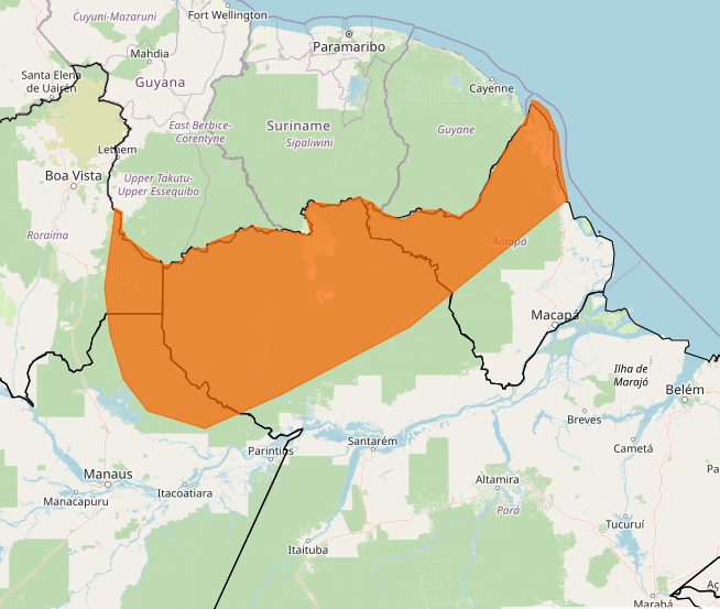 Alerta Inmet para chuvas intensas no Norte do Brasil