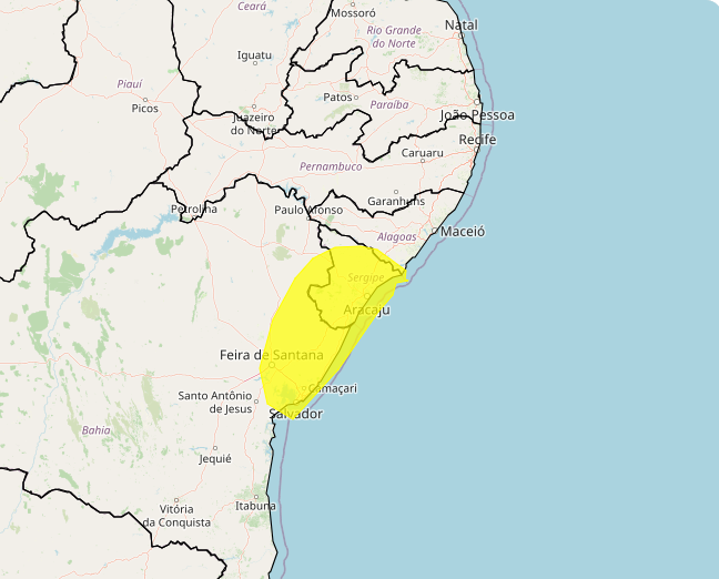 Alerta do Inmet para chuvas intensas na região nordeste nos dias 01 e 02
