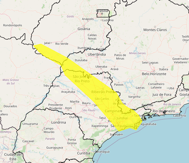 Alerta do Inmet para chuvas intensas no Sudeste e Centro-Oeste