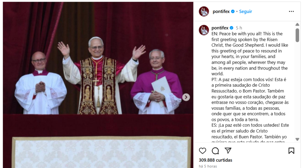 O primeiro post de Leão XIV no Instagram