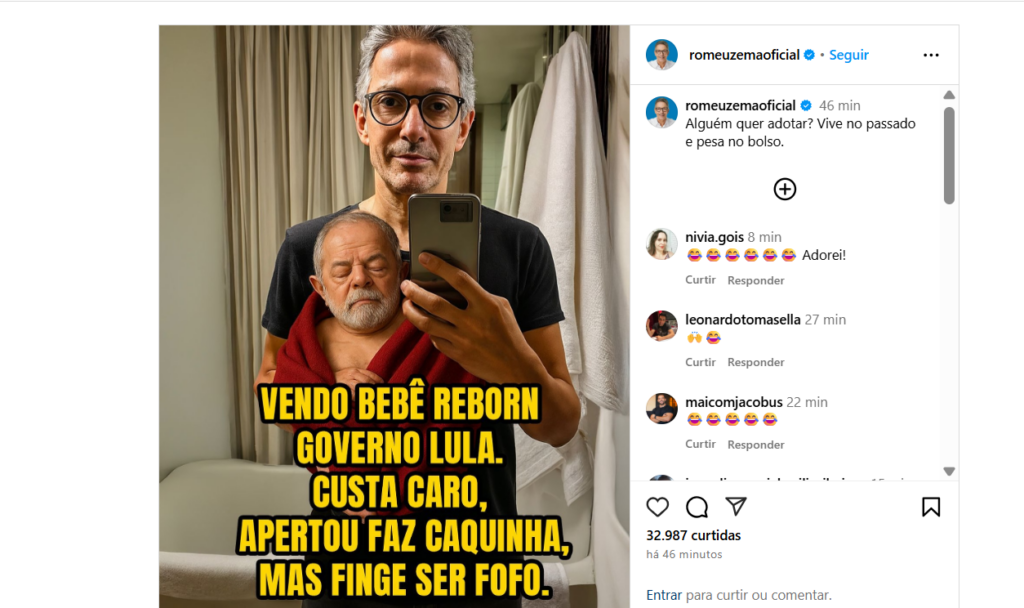 Zema ironiza Lula com meme de bebê reborn: “Apertou, faz caquinha”