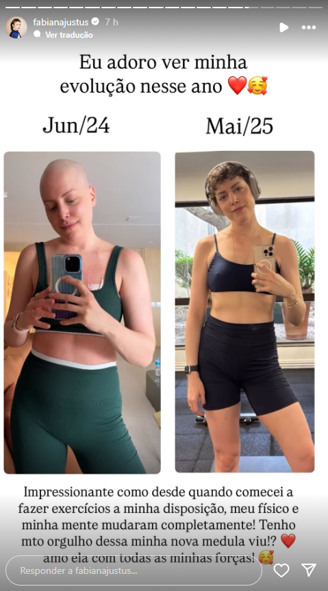 Fabiana Justus passa por transformações após transplante