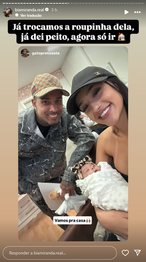 Maysha, filha de Bia Miranda, tem alta do hospital