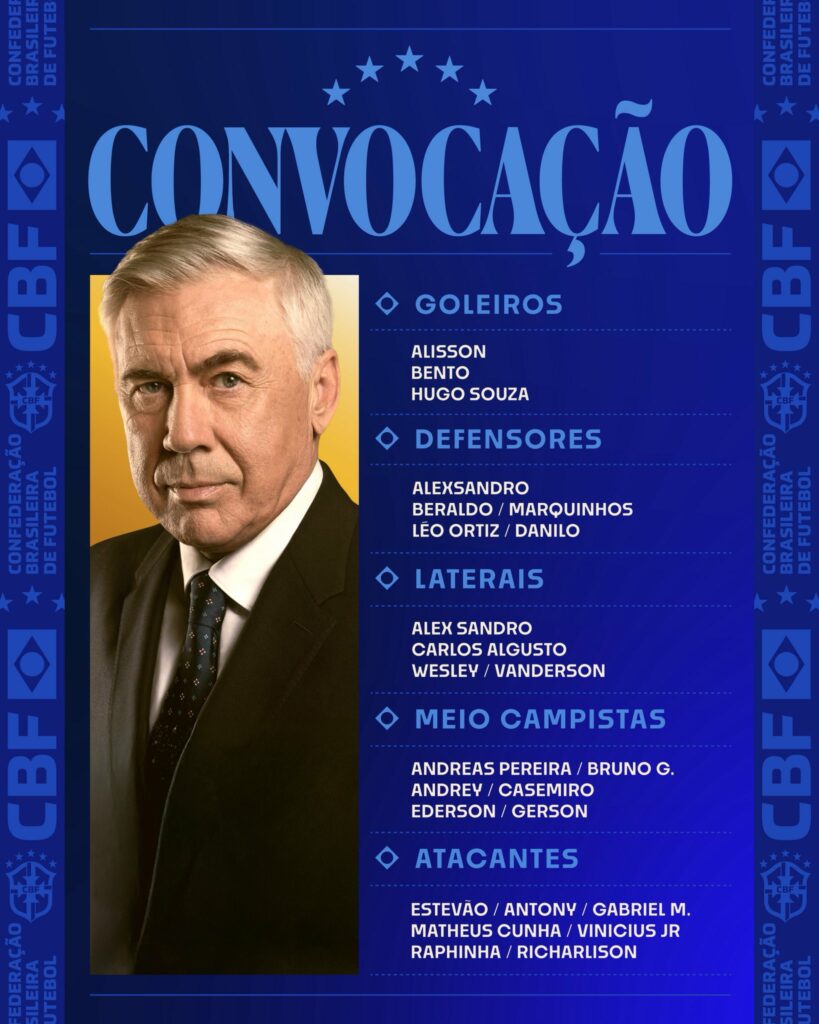 Neymar fica fora da primeira convocação da Seleção de Carlo Ancelotti