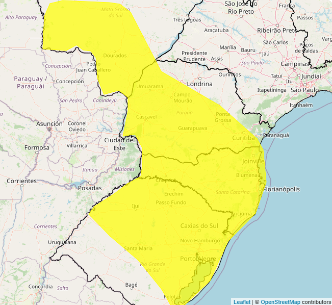 Alerta Inmet de perigo para chuvas intensas nos dias 14 e 15