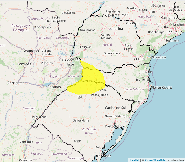 Alerta Inmet para forte tempestade na região Sul no domingo, 22