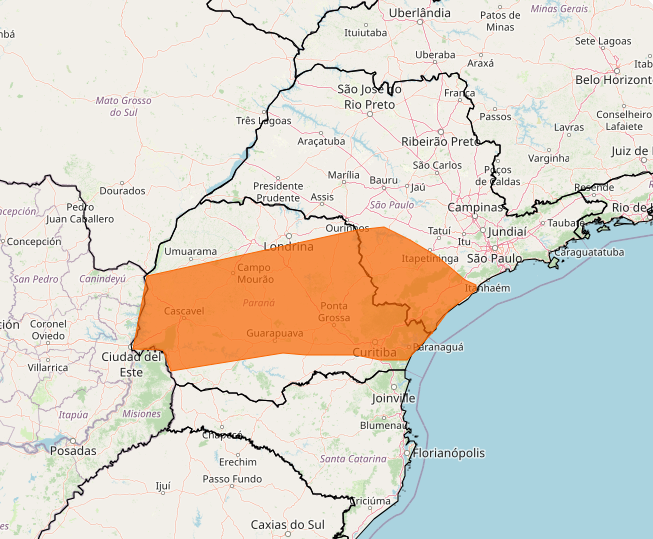 Alerta de tempestades severas no Paraná e São Paulo nesta 5°feira, 05