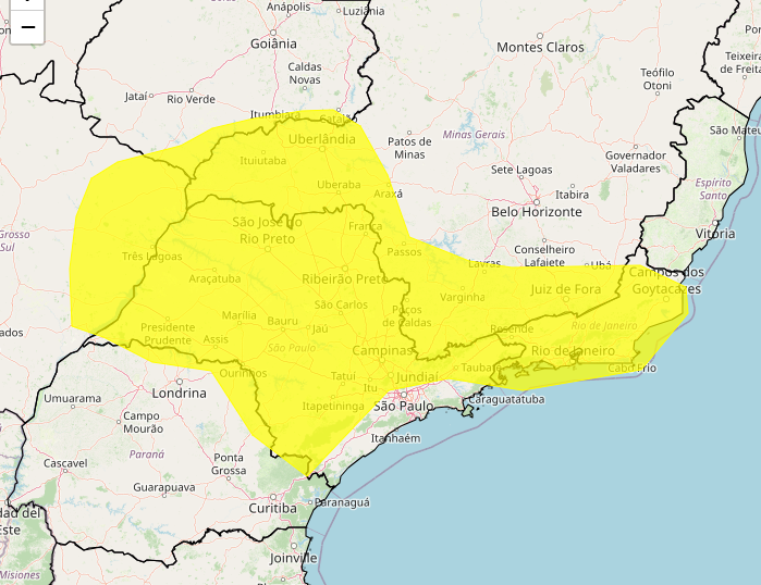 Alerta do Inmet para risco de forte tempestade
