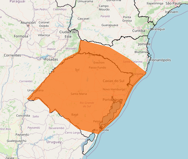 Alerta laranja Inmet para o risco de chuvas intensas na região Sul