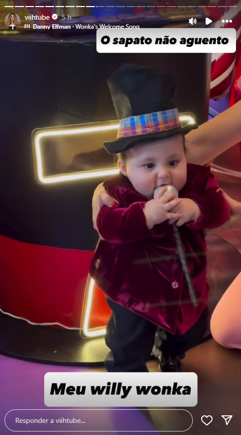 Filho de Viih Tube encanta fantasiado de Willy Wonka
