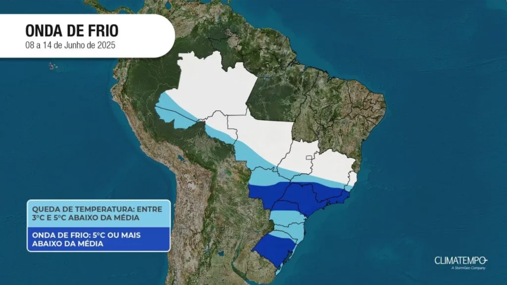 Frente fria chega com avança de massa polar m 12 estados