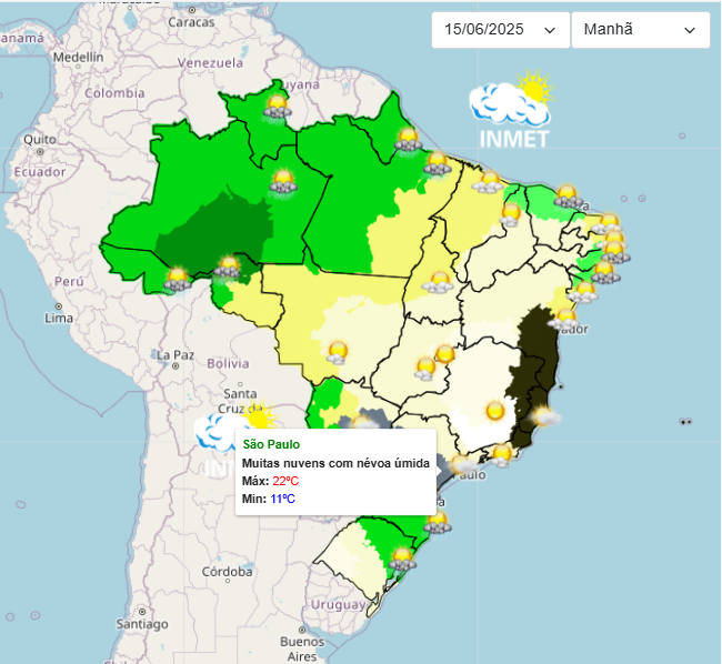 Previsão do tempo para o domingo em São Paulo