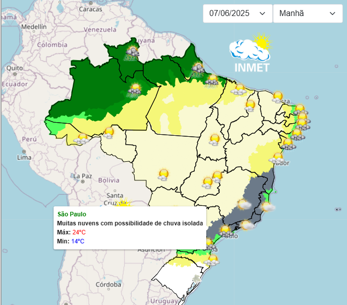 Previsão do tempo para o final de semana em São Paulo
