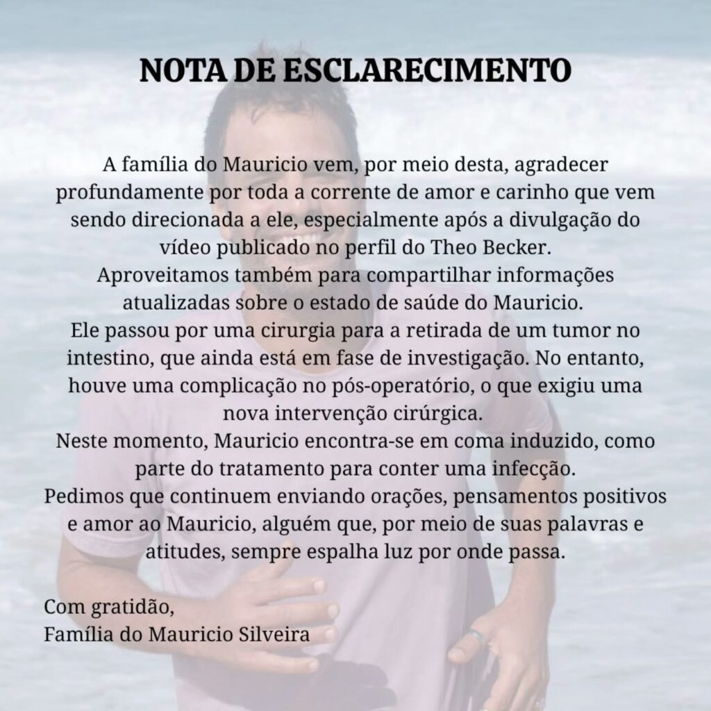 Ex-ator da Globo entra em coma induzido após cirurgia