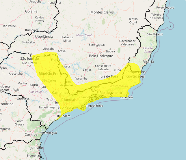 Alerta do Inmet de grande queda de temperatura nos dias 18 e 19