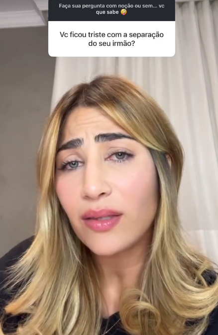 Irm&atilde; de Z&eacute; Felipe fala sobre separa&ccedil;&atilde;o de Virginia Fonseca