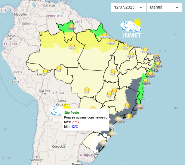 Previsão do tempo para o final de semana em São Paulo