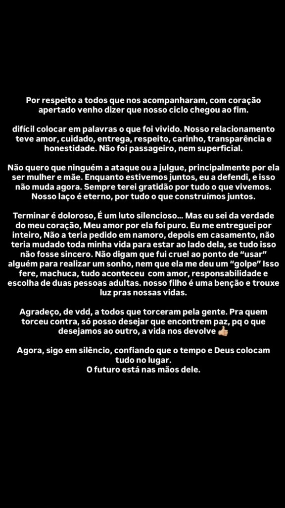 MC Daniel se pronuncia sobre fim do relacionamento com Lorena Maria