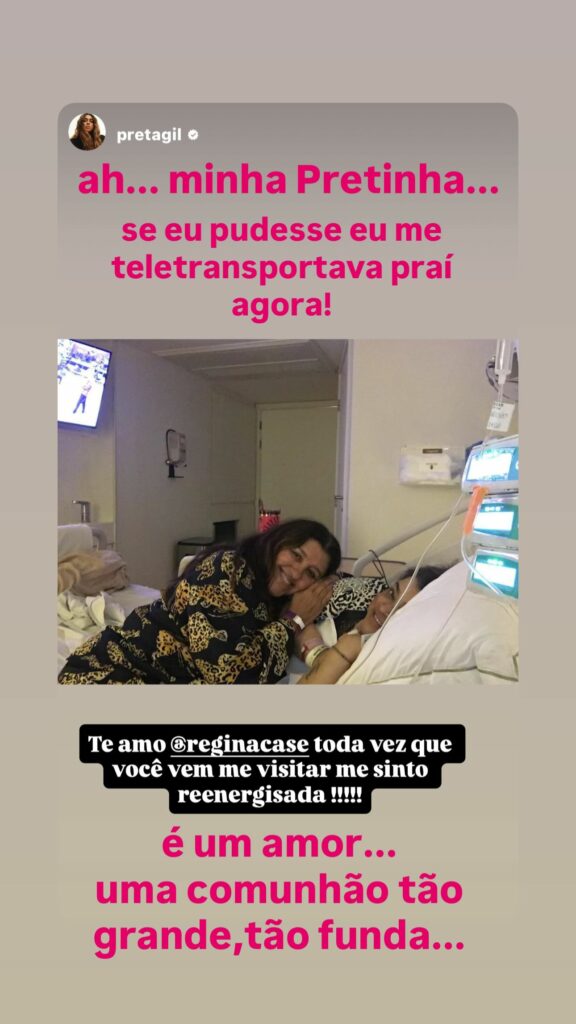 Regina Casé manda recado para Preta Gil durante tratamento