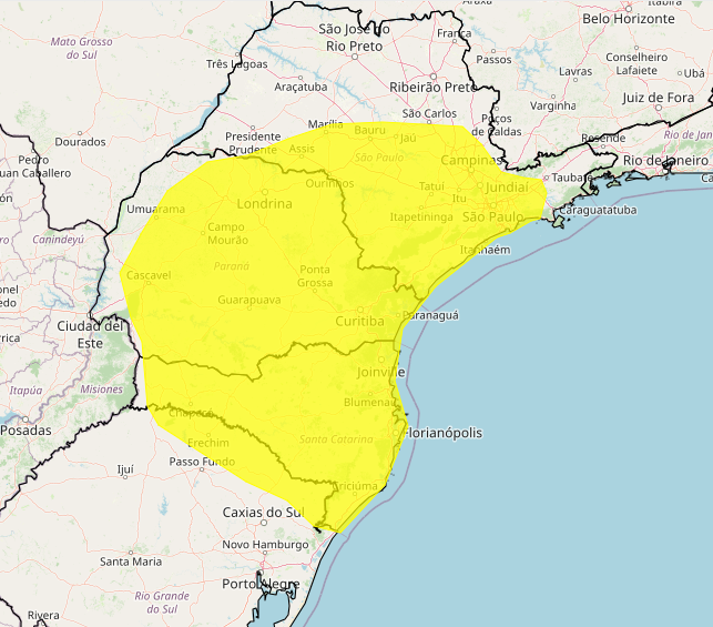 Alerta Inmet para chuvas intensas nesta 6°feira, 08