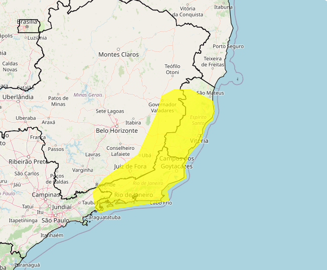 Alerta Inmet para chuvas intensas neste sábado, 09, até meia noite