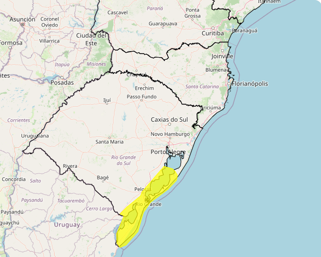 Alerta Inmet para chuvas intensas nos dias 16 e 17 entre 18h e 08h