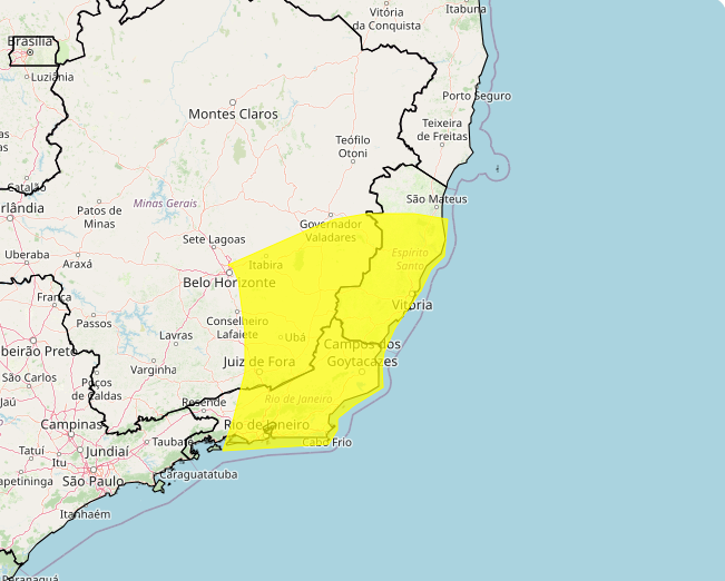 Alerta Inmet para chuvas intensas nos dias 29 e 30 até as 19h
