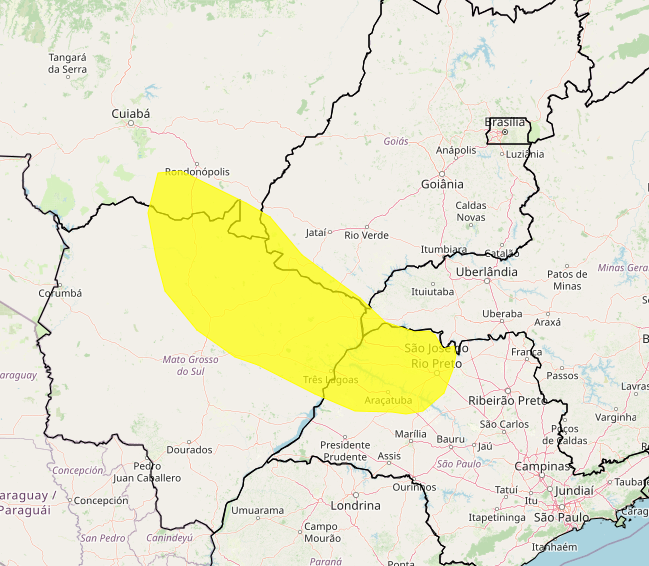 Alerta Inmet para fortes chuvas e tempestade nos dias 28 e 29