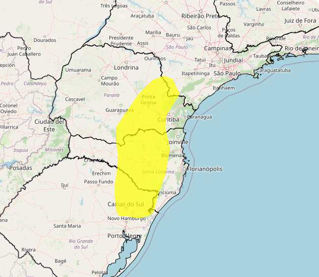 Alerta Inmet para riscos de geada na Sul e Sudeste do Brasil