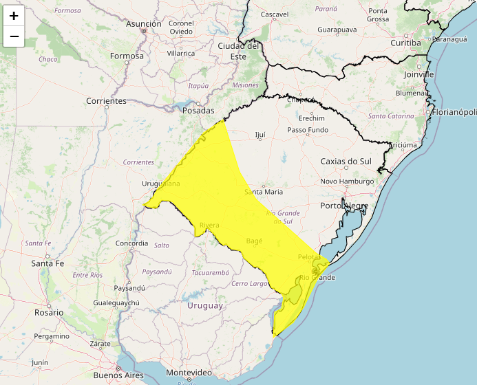 Alerta de tempestade do Inmet no dias 21 e 22 no Sul do Brasil