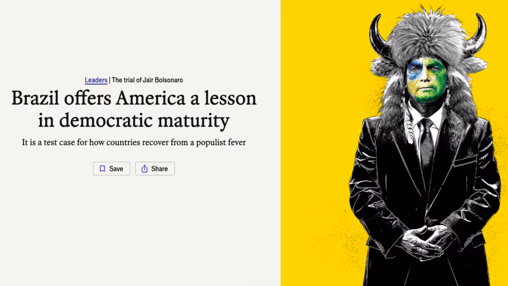 ‘Economist’ trata julgamento de Bolsonaro como lição aos EUA