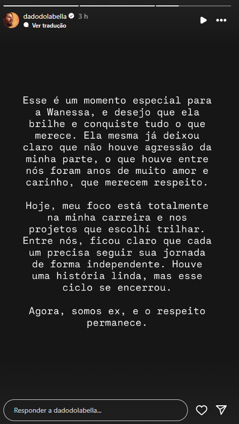Dado Dolabella se pronuncia após acusação de agressão