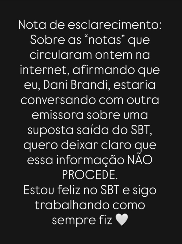 Jornalista Dani Brandi responde rumores de saída do SBT