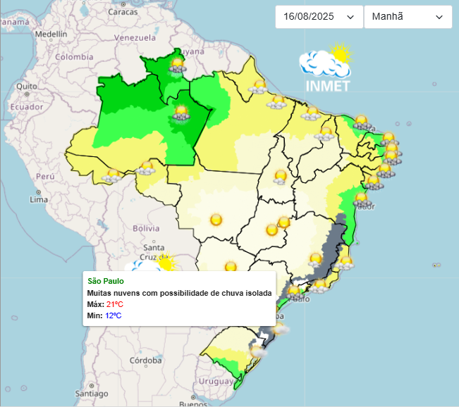 Previsão do tempo para o final de semana em São Paulo