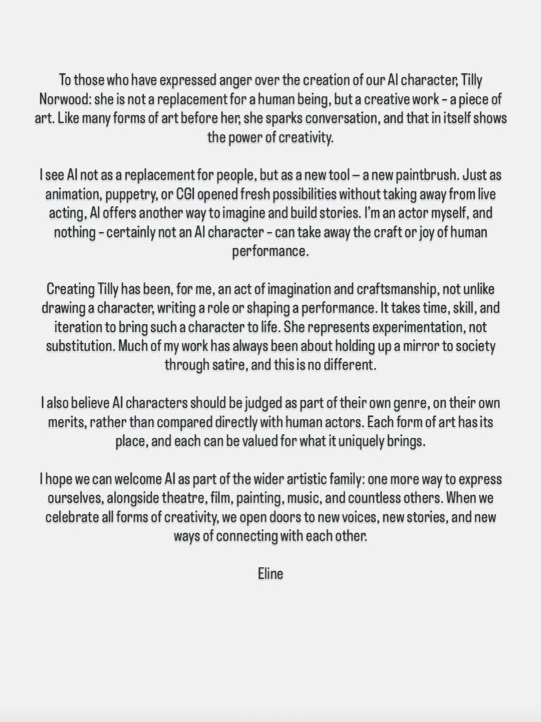 Como a atriz virtual Tilly Norwood está abalando Hollywood