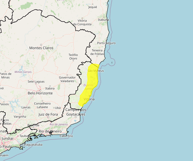 Alerta Inmet para fortes chuvas neste sábado, 13, até as 20h