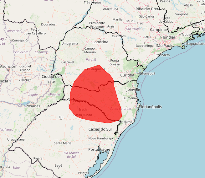 Alerta Vermelho Inmet para fortes chuvas nos dias 21 e 22