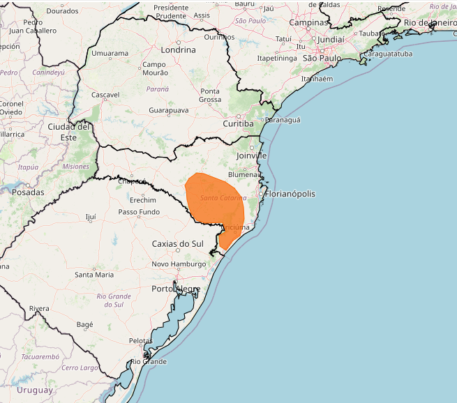 Alerta do Inmet de forte tempestade nesta 6°feira, 05, até as 23h59