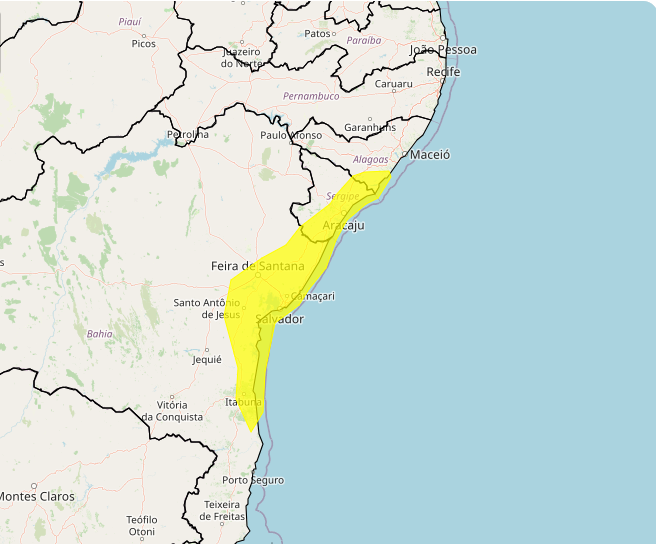 Alerta do Inmet para chuvas intensas nos dias 26 e 27