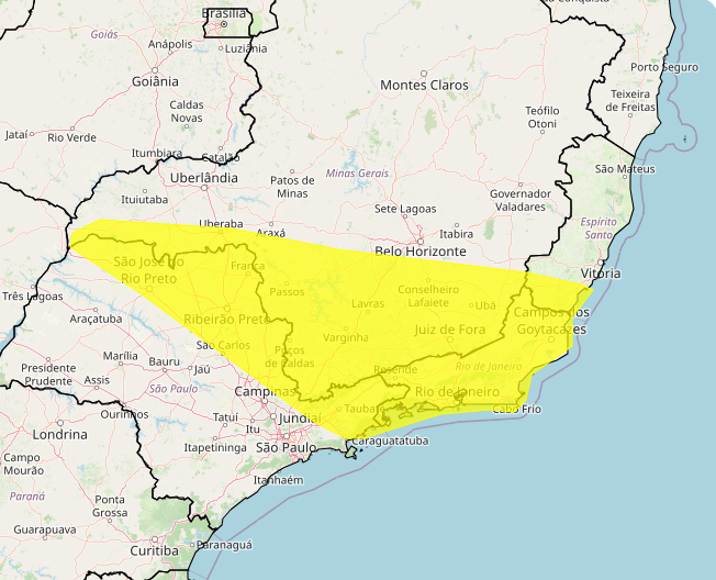 Alerta do Inmet para fortes chuvas nos dias 16 e 17, vejas as regiões