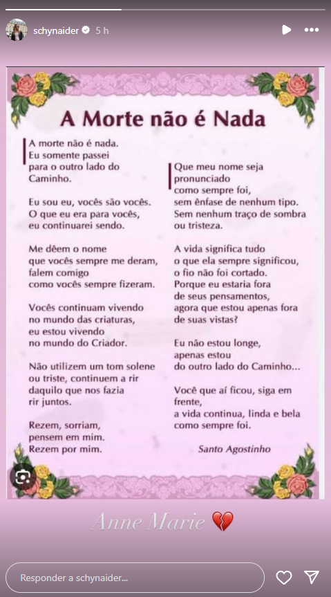 Morre aos 16 anos Anne-Marie Garnero, filha da modelo Schynaider Moura