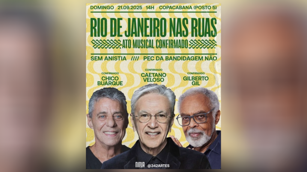 Artistas convocam “ato musical” contra anistia e PEC da “Bandidagem”