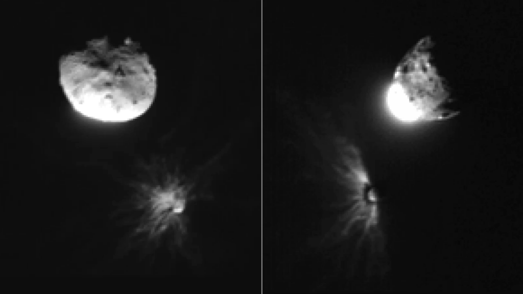 Em 2022, a NASA desviou o caminho de um asteroide. Agora, parecem ter percebido que talvez não tenha sido uma boa ideia - Créditos: Reprodução/NASA/ASI/University of Maryland