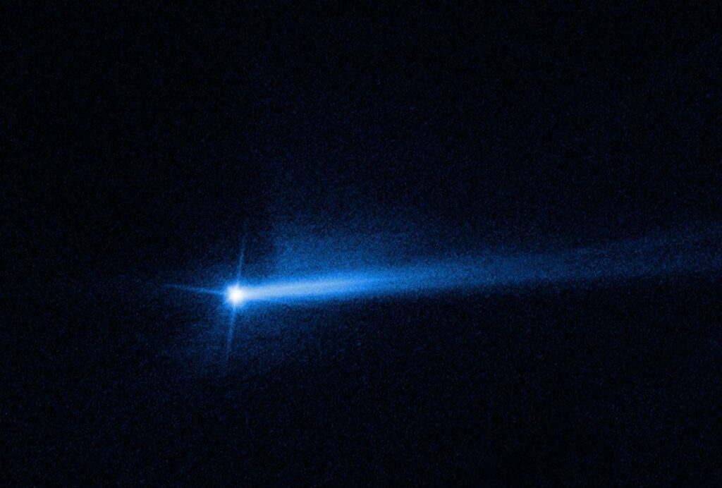 Em 2022, a NASA desviou o caminho de um asteroide. Agora, parecem ter percebido que talvez não tenha sido uma boa ideia - Créditos: Reprodução/NASA/ESA/STScI/Jian-Yang Li (PSI)/Image Processing: Joseph DePasquale