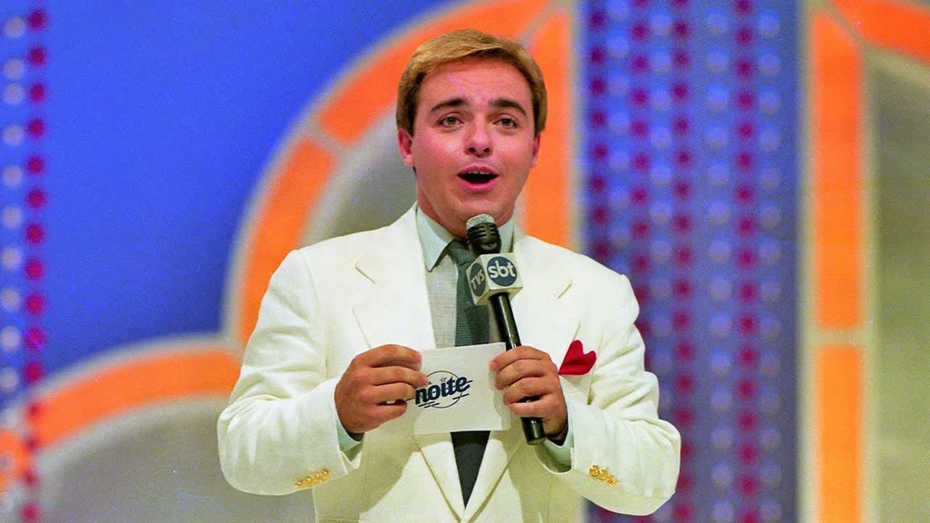 Foto de Gugu Liberato no estúdio do Viva a Noite